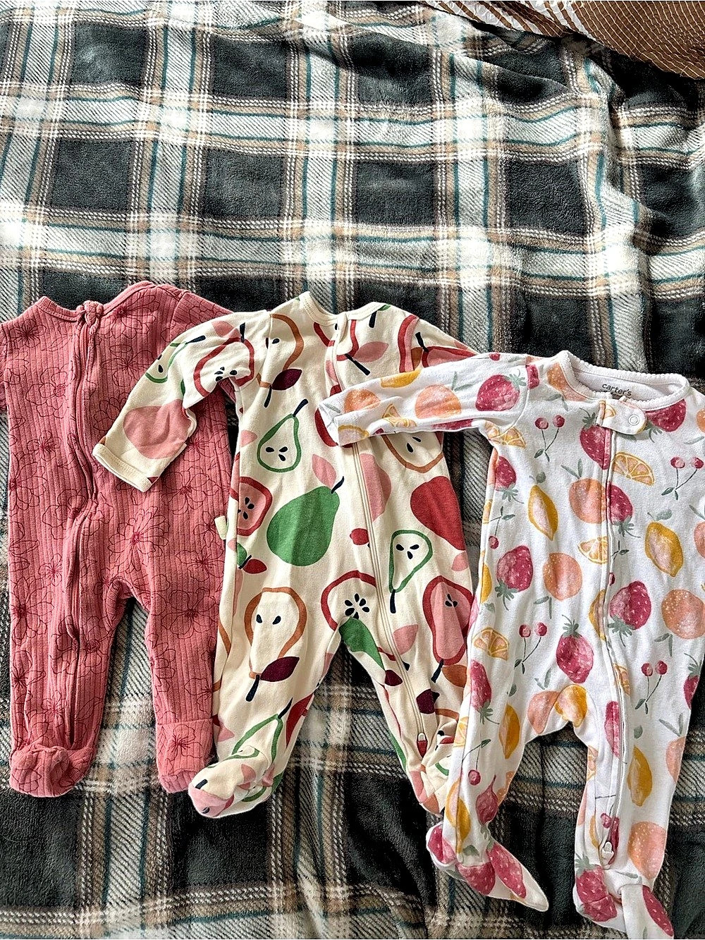 Carter's Baby Girl Sleep & Play Footed Pajamas Lot 3-Piece Set